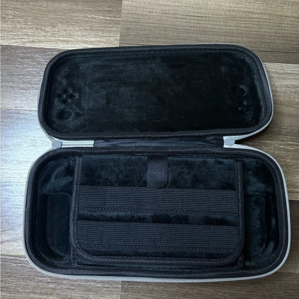 Gray Canvas Carrying Case for Nintendo Switch Console, Padded with Partitions